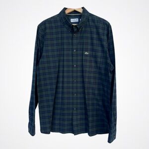 🐊Lacoste checked blue and green button down long sleeve shirt. Size L